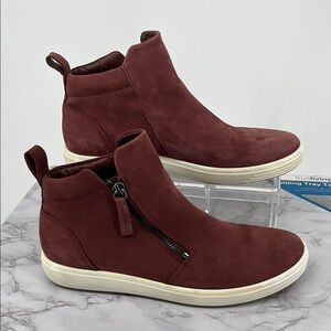 ECCO Soft 7 Zip 2.0 Sneaker Leather‎ Casual Size 8-8.5 US Andorra Burgundy
